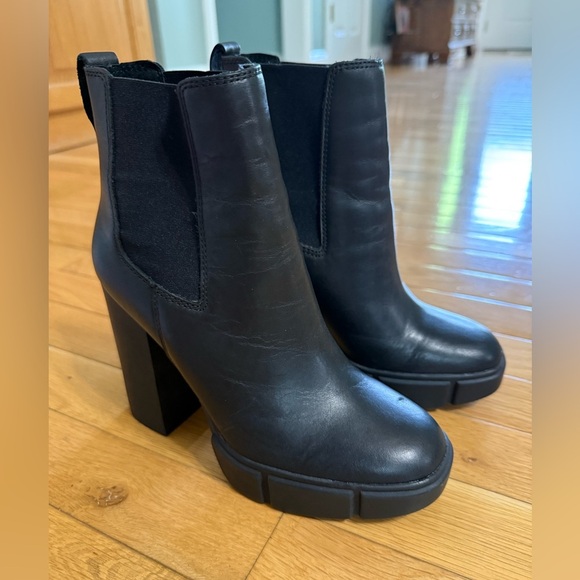 Steve Madden vertex high ankle boots in black leather Chunky Grunge Goth 6.5 - Picture 2 of 11